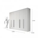 Ver imagem 3 de Quarto Casal Completo com Cama Mônaco e Guarda Roupa 6 Portas 8 Gavetas Sevilla Branco