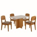 Ver imagem 2 de Conjunto Sala de Jantar Mesa Moscou Tampo MDF 120cm Canto Copo com Vidro e 4 Cadeira Cleo Yescasa