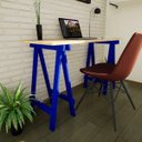 Ver imagem 1 de Escrivaninha Mesa Escritório Cavalete Madeira Macica Ms Colors