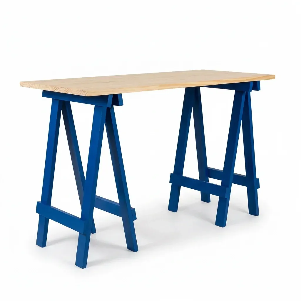 Ver imagem 2 de Escrivaninha Mesa Escritório Cavalete Ms Colors 120cm Azul E Natural