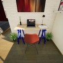 Ver imagem 7 de Escrivaninha Mesa Escritório Cavalete Ms Colors 120cm Azul E Natural