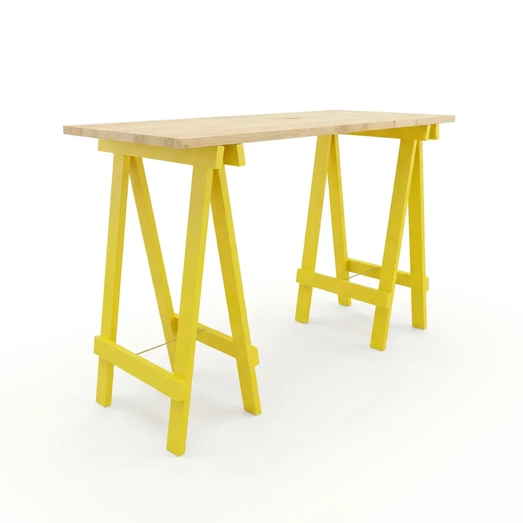 Ver imagem 2 de Escrivaninha Mesa Escritório Cavalete Ms Colors 120cm Amarela E Natural
