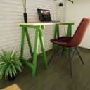 Ver imagem 1 de Escrivaninha Mesa Escritório Cavalete Madeira Macica Ms Colors