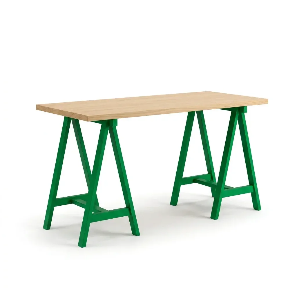 Ver imagem 2 de Escrivaninha Mesa Escritório Cavalete Ms Colors 120cm Verde E Natural