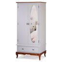 Ver imagem 1 de Guarda Roupa Solteiro Com Espelho 2 Portas 1 Gaveta 60406E Linz Móveis - Off White/Imbuia