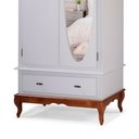 Ver imagem 4 de Guarda Roupa Solteiro Com Espelho 2 Portas 1 Gaveta 60406E Linz Móveis - Off White/Imbuia