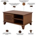 Ver imagem 6 de Kit Aparador para Sala de Estar 90cm com Mesa de Centro 1 Porta Madeira Maciça Aton S05 Ipê - Lyam