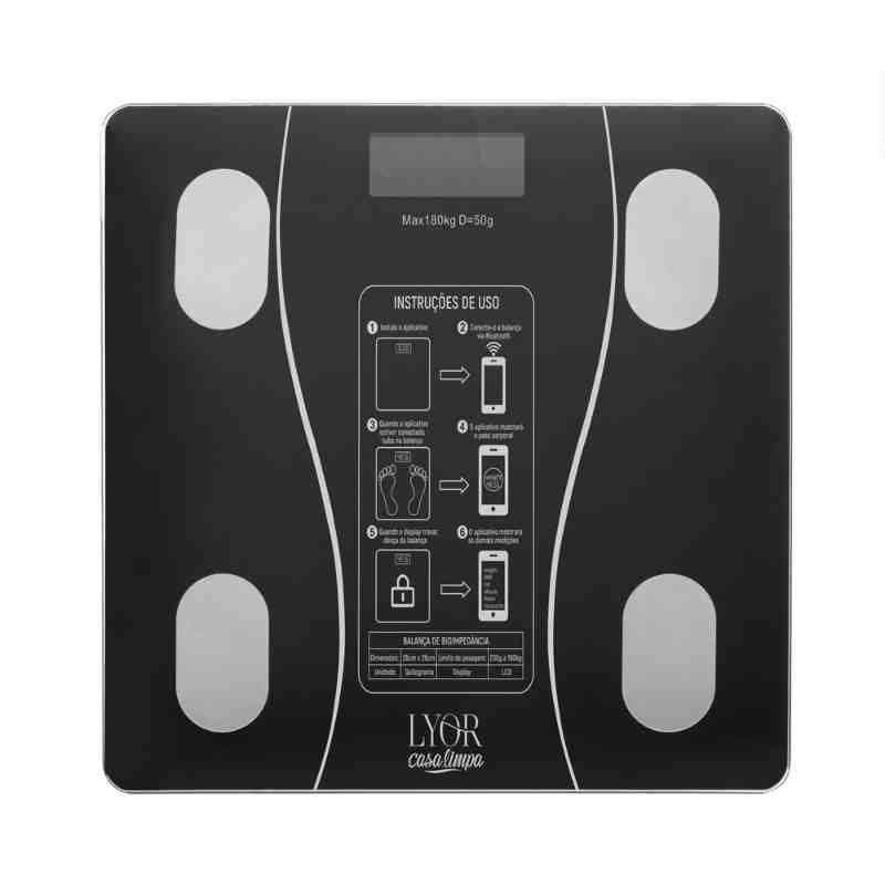 Balança para Bioimpedância de Vidro com Bluetooth e Aplicativo Lyor 4691