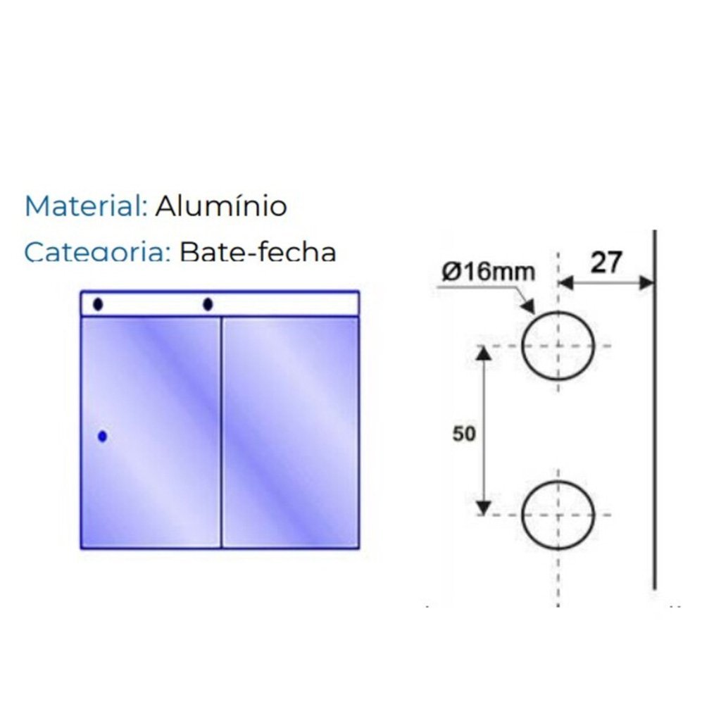 Bate Fecha Pequena para Janela Blindex Vidro/alvenaria de Alumínio Branco - Metalback - 4