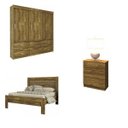 Ver imagem 2 de Quarto Casal Completo com Cama, Mesa de Cabeceira 3 Gavetas e Guarda-Roupa Chicago Tcil Móveis