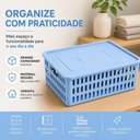 Ver imagem 7 de Kit 2 Caixa Organizadora Infantil Empilhavel Cesto com Tampa Azul Multiuso Guarda Roupa Porta Objeto