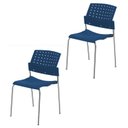 Ver imagem 1 de Kit 2 Cadeiras Escritório Fixa Empilhável Hotel Auditório Movie Azul
