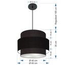 Ver imagem 2 de Lustre para Sala de Jantar Vivare Md-4393 Cúpula em Tecido 45cm Lustres Vivare Preto Bivolt