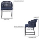 Ver imagem 2 de 2 Cadeira Noronha Aluminio Micro Pintura Grafite, Tr. Telinha Corda Nautica Azul Marinho, Estofado