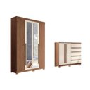Ver imagem 1 de Guarda Roupa +cômoda 2 Peças Qc306 Jatoba/areia - Santos Andirá