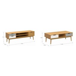 Conjunto Rack para Tv até 55 Polegadas e Mesa de Centro em Madeira Maciça Nórdica Yescasa - 2