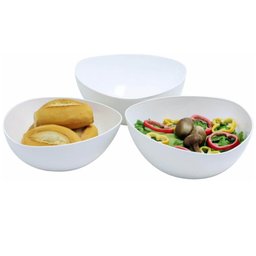 Saladeira Triangular Essential 2,5l Branco Tigela de Plástico Bacia Pipoca Pote Sobremesa Coza - 5