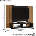 Ver imagem 3 de Painel Suspenso Tv 48 Pol 120 Cm Navi Preto Fosco Ripado Bechara