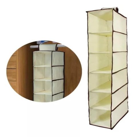 Organizador Vertical Prateleira Grande 120cm 6 Divisórias Multiuso Sapateira Guarda Roupas Closet