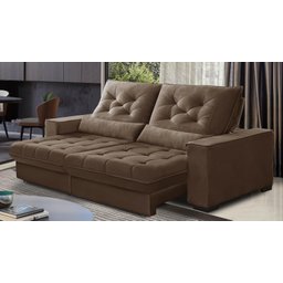 Sofá Retrátil e Reclinável 2,10 Suede Pillow Top Café Juliette Sofá Casa - 2
