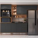 Ver imagem 1 de Cozinha Modulada 5 Peças com Torre Quente para 2 Fornos Nicho Decorativo Isabelle Cinza/Freijó/Grafite