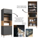 Ver imagem 5 de Cozinha Modulada 5 Peças com Torre Quente para 2 Fornos Nicho Decorativo Isabelle Cinza/Freijó/Grafite