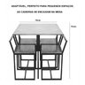 Conjunto Mesa Preta 4 Cadeiras Pequena Estofado Industrial Black - 2