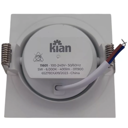 Kit 5 Luminária Spot Led Embutir Branco Frio Kian 05w 6000k: Quadrado - 3