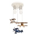 Ver imagem 1 de Lustre Luminária Infantil Aviões Azul, Bronze e Prata 20x47