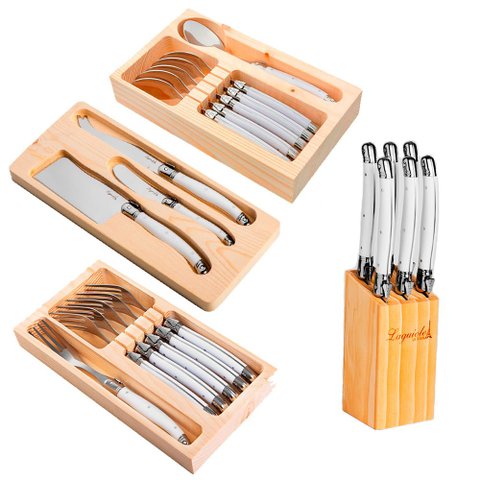 Conjunto de Talheres Luxo 21 Peças Original Laguiole La Tour - Branco