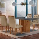 Ver imagem 1 de Sala de Jantar Mesa Olimpia 120CM MDF Vidro Canto Copo com 4 Cadeiras Carol Moderna