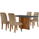 Ver imagem 2 de Sala de Jantar Mesa Olimpia 120CM MDF Vidro Canto Copo com 4 Cadeiras Carol Moderna