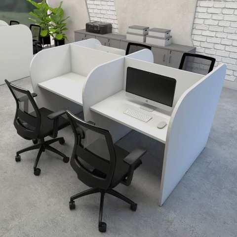 Espaço de Trabalho Call Center para 4 Pessoas 1,87m Cinza F5 Cor:cinza