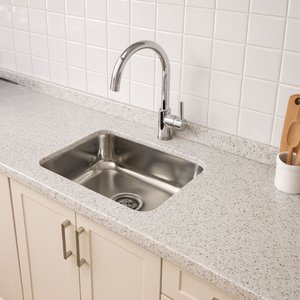 Pia de Cozinha Granito Branco Pitaya 54x150cm com Cuba Inox:granito Branco