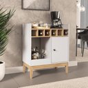 Ver imagem 1 de Aparador Garrafeiro Bar para Sala de Jantar 1 Porta Adega 6 Garrafas 70x85cm Mel Off White