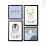 Quadros Decorativos Infantil Gelo Urso Polar e Pinguim Cor:preta - 1
