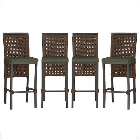 4 Banqueta em Alumínio Roma Preta Corda Náutica Tecido 13