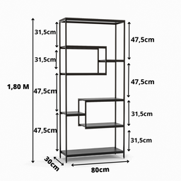 Estante Prateleira Estilo Industrial Organizador 6/4 Níveis Preto - 7
