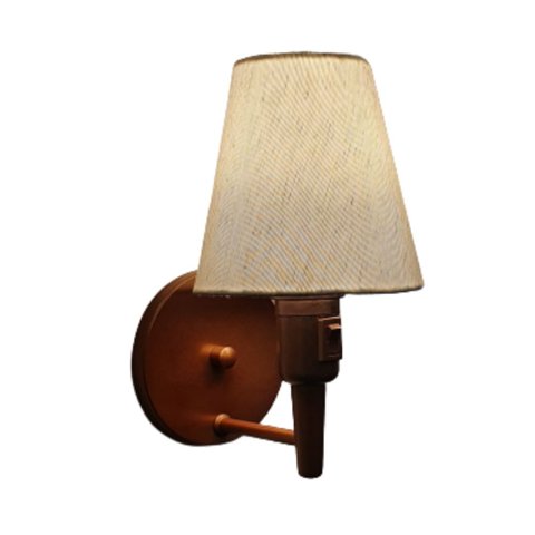 Arandela Cone Md-2013 Cobre Com Liga e Desliga Cúpula Tecido Linho Bege - Bivolt