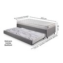 Ver imagem 2 de Bicama Box Solteiro Linho Cinza 96x203x28 Cm com Colchão Hanover Inducol Molas Ensacadas