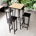 Ver imagem 2 de Conjunto Mesa Bar Bistrô Pinus Alta Industrial Black 4 Bancos Don Castro Decor