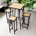 Ver imagem 1 de Conjunto Mesa Bar Bistrô Pinus Alta Industrial Black 4 Bancos Don Castro Decor
