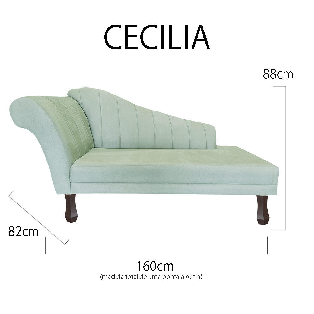 Recamier Cecília Estofado Direito com Pés Retrô Tabaco Veludo Acqua - Mb Decor - 7