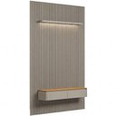 Ver imagem 2 de Painel Ripado para TV 75 pol com Bancada Orgânica e Prateleira LED 180cm Slats L05 Tauari Gris Fosco