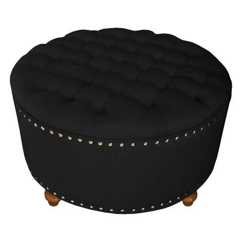 Puff Amora 70 Cm Suede Preto Slk Decor Amara
