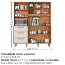 Ver imagem 3 de Kit Cozinha 5 Portas 3 Gavetas 161 cm Mari Cinamomo Areia Zanz