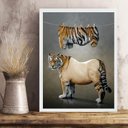 Ver imagem 2 de Quadro Decorativo para Lavanderia - Tigre 24x18cm:moldura Branca