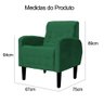 Poltrona Decorativa Luiza Para Sala de Tv Veludo Verde - 6