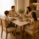Ver imagem 3 de Mesa Jantar Pérola com 4 Cadeiras Palha Linho Bege Rubi Madeira Maciça Mel 120x90 Off White Moderna