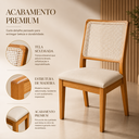 Ver imagem 2 de Mesa Jantar Pérola com 4 Cadeiras Palha Linho Bege Rubi Madeira Maciça Mel 120x90 Off White Moderna